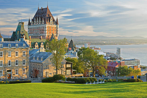 Quebec City Skyline Quebec City skyline (Quebec, Canada). chateau frontenac hotel stock pictures, royalty-free photos & images