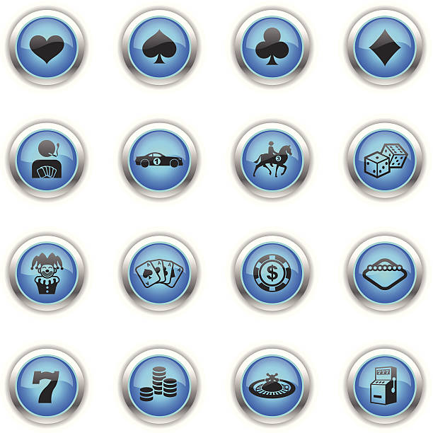 blaue icon-glücksspiel - vegas sign illustrations stock-grafiken, -clipart, -cartoons und -symbole