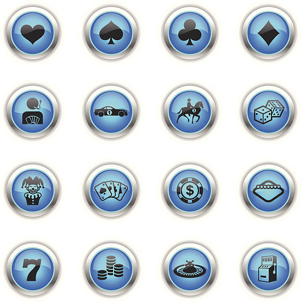 Blue Icons - Gambling 16 icons representing different gambling related symbols. Vegas Sign stock illustrations