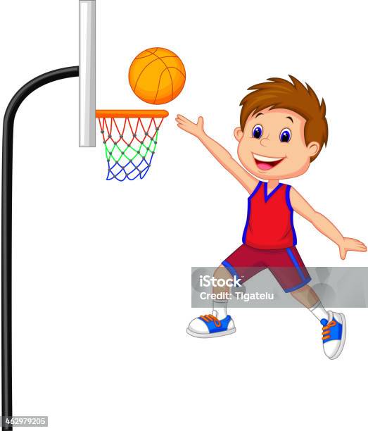 Cartoon Boy Playing Basket Ball Stock Illustration - Download Image Now - Active Lifestyle, Activity, Athlete