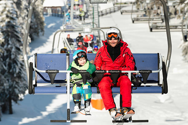 istock Father and son on ski lift 462979207