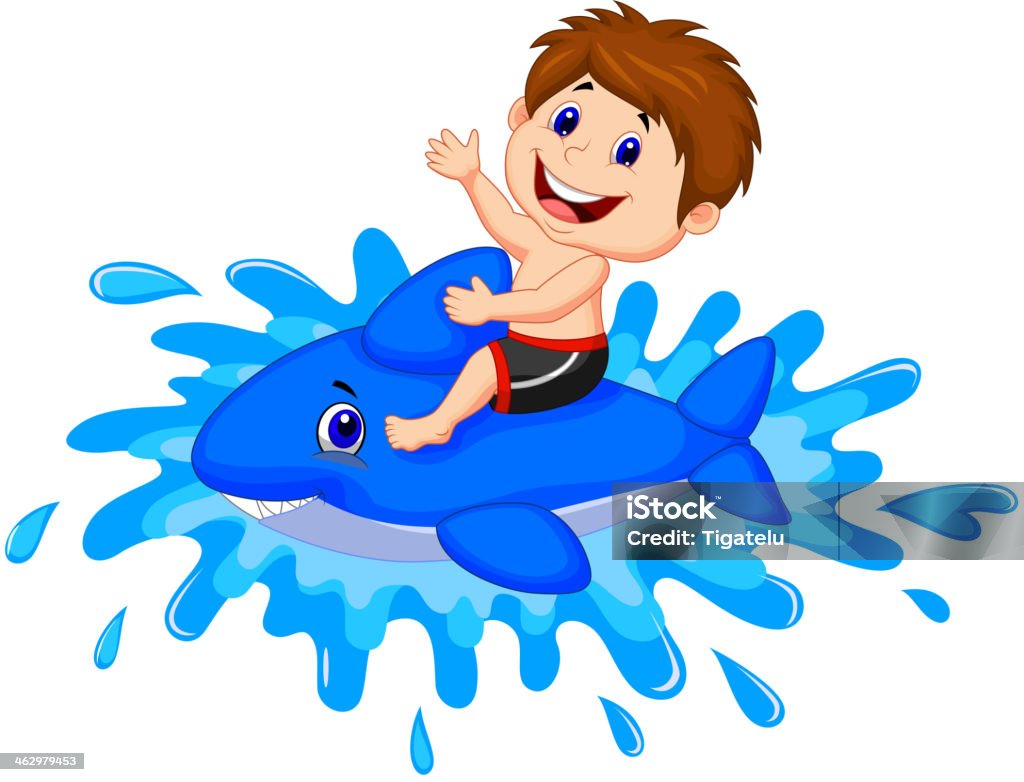 Boy Cartoon Playing With Swimming Toy Stock Illustration - Download Image  Now - Shark, Toy Shark, Baby - Human Age - iStock