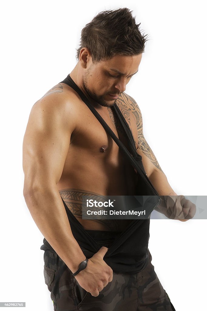 Masculino com tatuagem do polynesian - Foto de stock de 30 Anos royalty-free