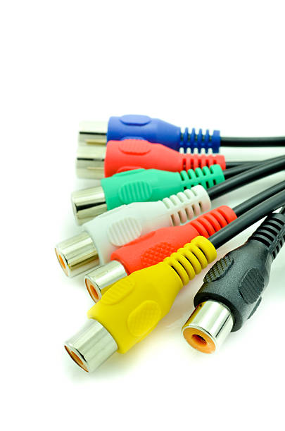 istock Close-up view of audio and video cables. Isolated on white 462984659