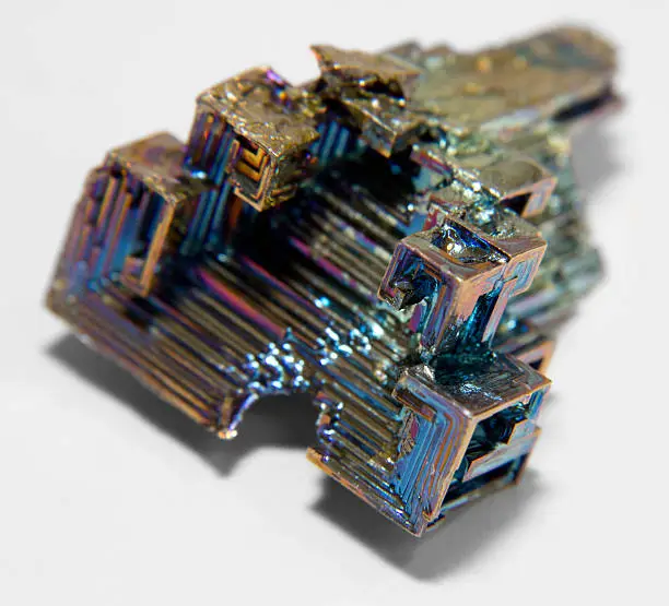 a multicolored Bismuth crystal in light back