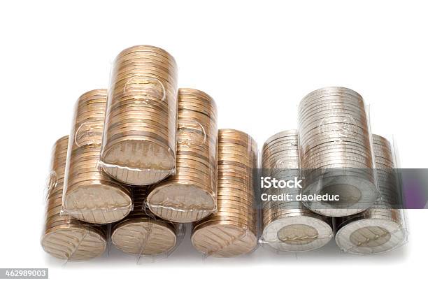 One And Two Dollars Canadian Coins Stock Photo - Download Image Now - Aluminum, Bank Account, Banking