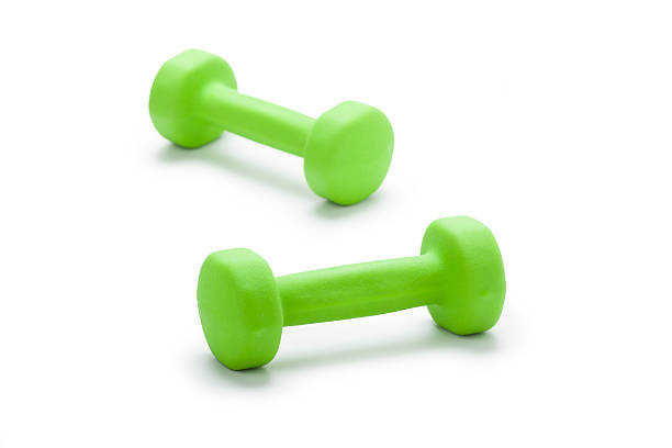 istock small green dumbbells,  isolated in white 462989433