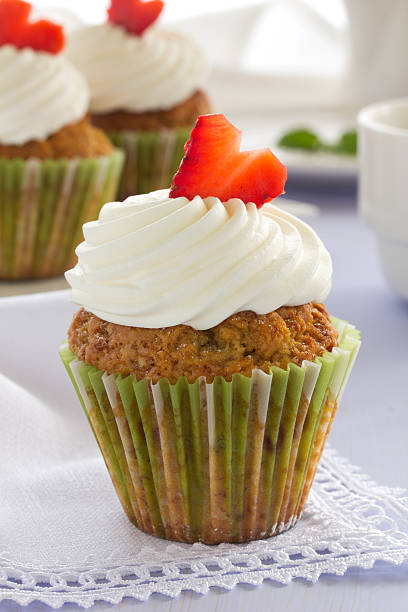 istock Muffins with strawberries and bananas. 462990503