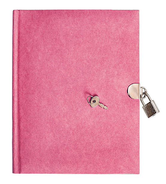 pink diary book with lock and key stock photo