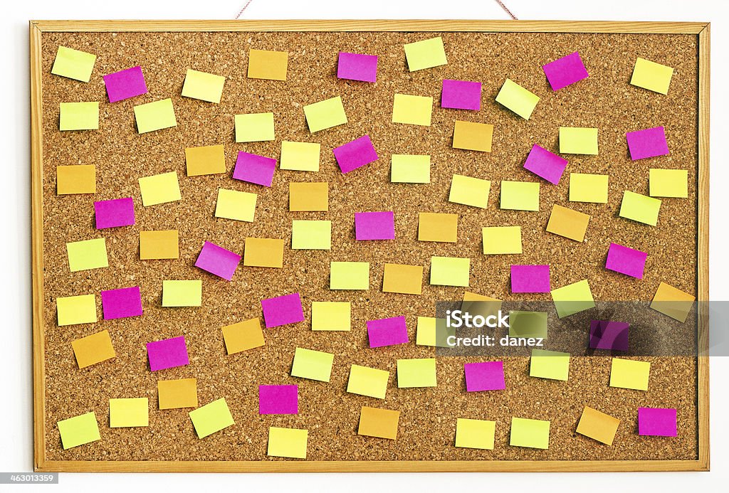 Table With Sticker Notes Blank Sticky Notes Attached To Table On Wall Stock Photo - Download ...
