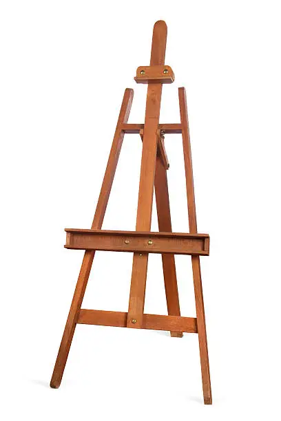 Wooden easel on white background