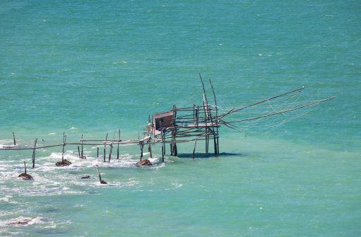 Trabocco fishing platform on the Adriatic coast, Abruzzi Italy