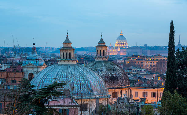 istock Cityscape with church cupolas at dusk, Rome Italy 463040199