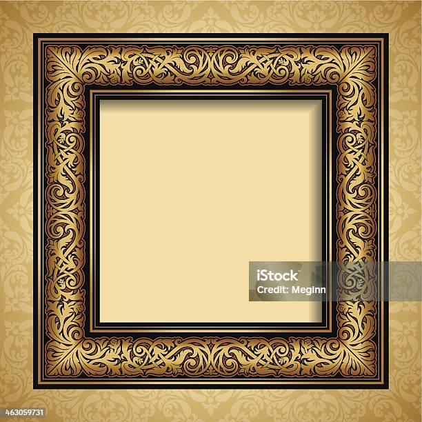 Vintage Style Gold Frame Baroque Victorian Ornament Stock Illustration - Download Image Now