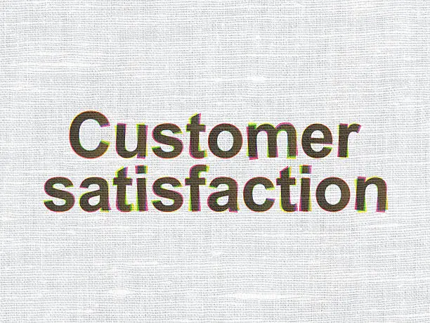 Photo of Advertising concept: Customer Satisfaction on fabric texture bac