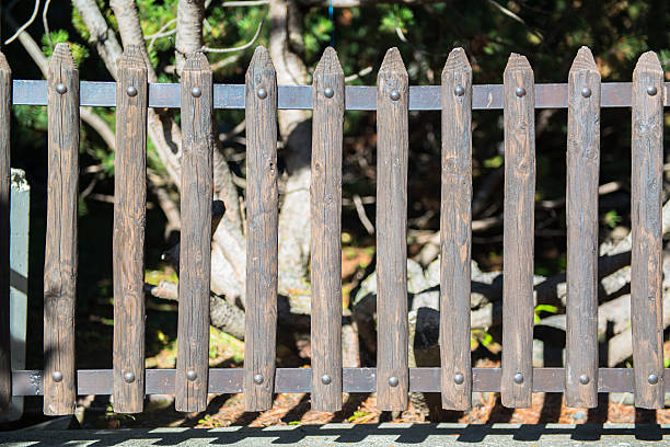 istock Vintage stained wooden fence 463069539