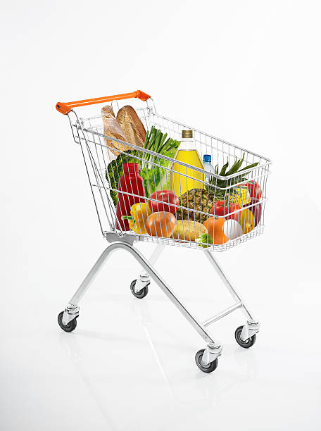 istock shopping cart with food 463075605