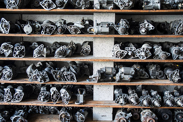 istock Collection Of Auto Part Alternators On Shelves 463075835