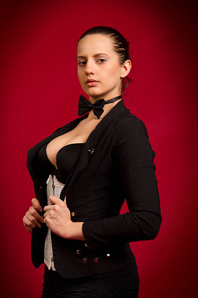 istock brunette in an elegant dress 463078963