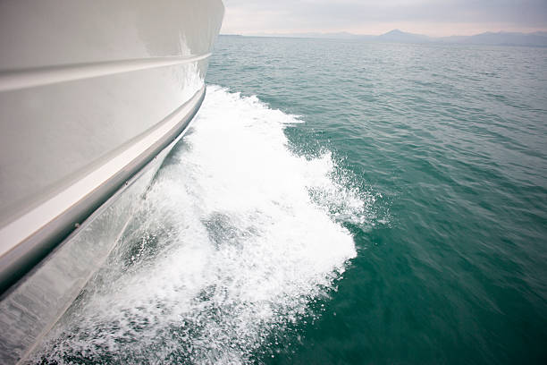 Yacht sailing on the  sea with wave