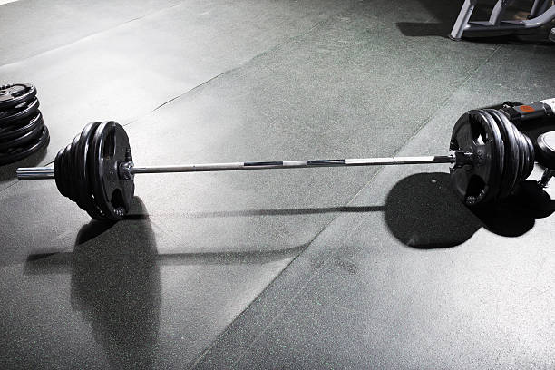 istock Black and silver dumbbells in the gym 463082053