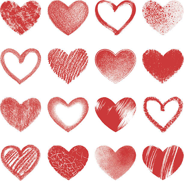 Hearts Grunge hearts, set of different variations brush stroke heart stock illustrations