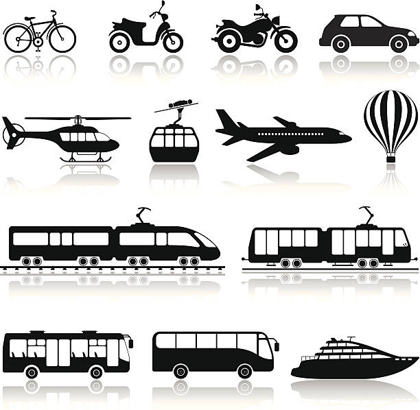 Transportation Icon Set High Resolution JPG,CS5 AI and Illustrator EPS 8 included. Each element is named,grouped and layered separately. Very easy to edit. train station black and white stock illustrations