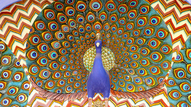 Peacock Wall Motif - City Palace, Jaipur stock photo