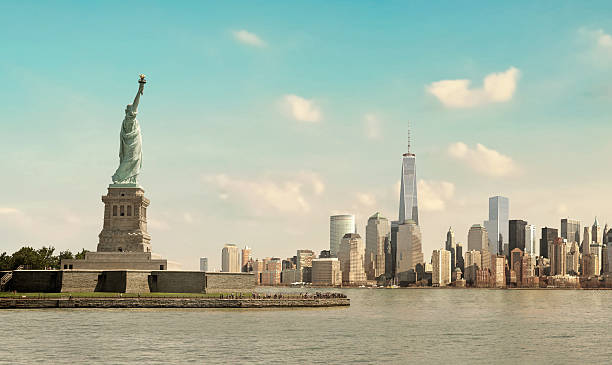 istock Statue of Liberty with skyline 463097929