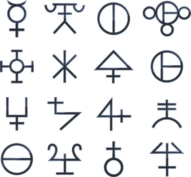 Vector illustration of Magical Symbols Esoteric Magic Signs