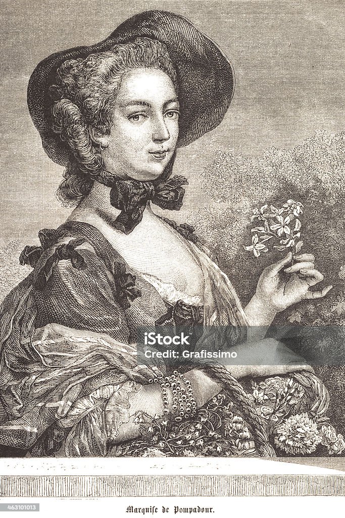Madame de Pompadour 1842 grabado - Ilustración de stock de Madame de Pompadour libre de derechos