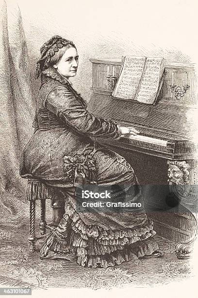 음각 독일형 피아니스트 및 작곡가가 Klara 슈만 1877 작곡가-음악가에 대한 스톡 벡터 아트 및 기타 이미지 - 작곡가-음악가, 1880년, 18세기