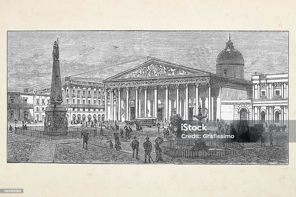 Argentyna Plaza de Mayo z Katedra w Buenos Aires 1882 - Zbiór ilustracji royalty-free (Argentyna)