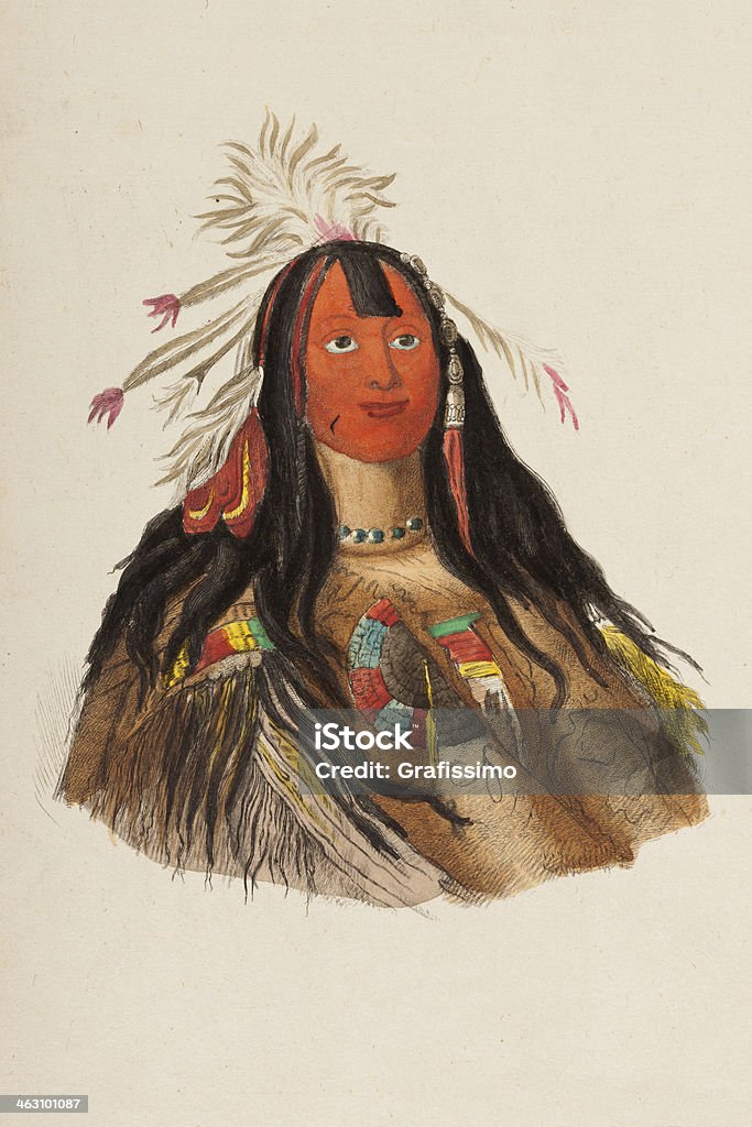 Native american шеф в 1849 году - Стоковые иллюстрации Коренные народы Америки роялти-фри