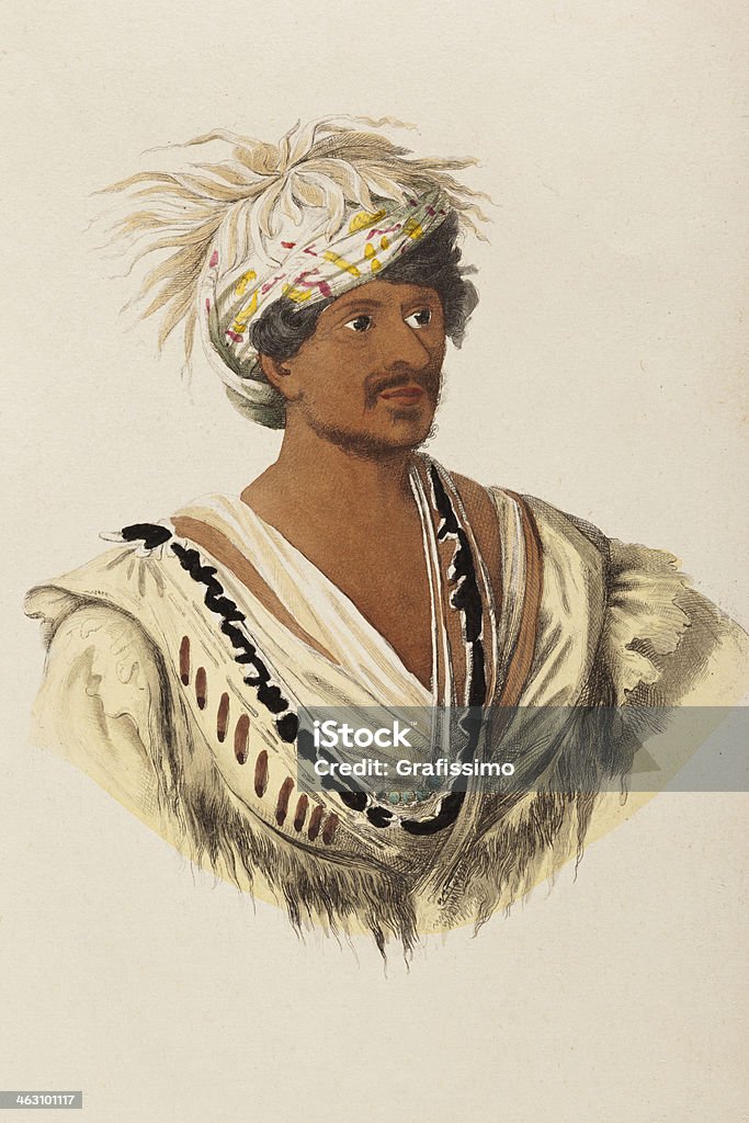 Native tribal americana Jefe de 1849 - Ilustración de stock de Adulto libre de derechos