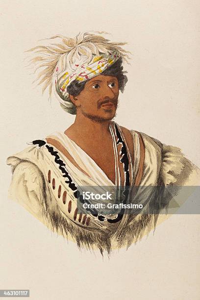 Ilustración de Native Tribal Americana Jefe De 1849 y más Vectores Libres de Derechos de Adulto - Adulto, Adulto maduro, Antigualla