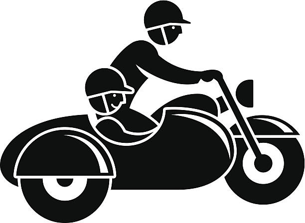 motorbike with sidecar A motorbike with sidecar. sidecar stock illustrations