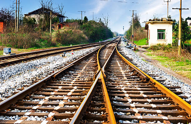 て、片道の鉄道 - the way forward flash ストックフォトと画像