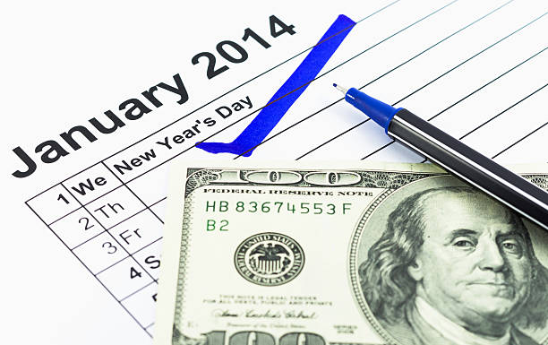 istock Blue check. Mark on the calendar at 1St January 2014 463104877