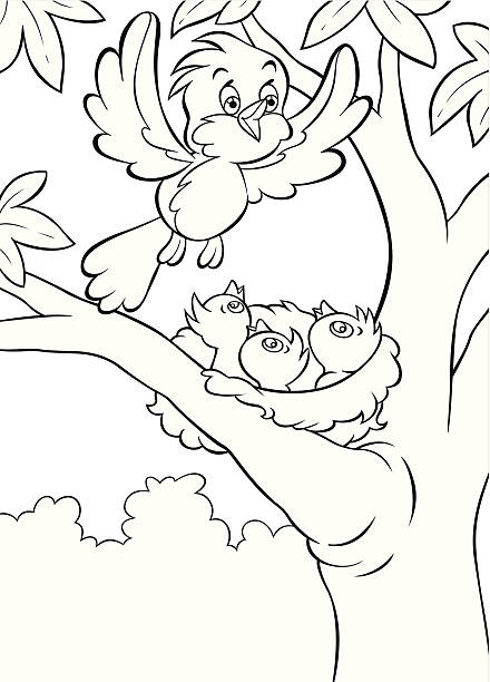 vögel - bush bird tree wood stock-grafiken, -clipart, -cartoons und -symbole