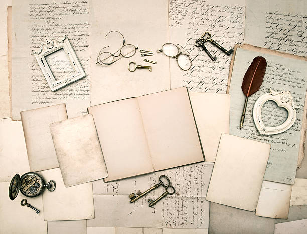 istock vintage things, old letters and photo frames 463107673