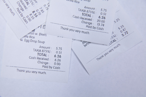 few chinese restaurant takeout Receipts on the table