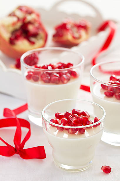 A strawberry dessert on the table in a pub. Close-up.