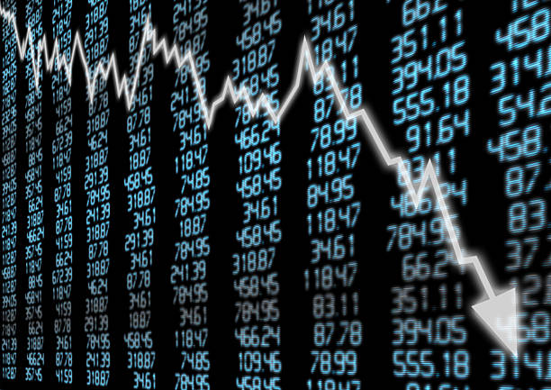 주식 시장 침울 - finance recession moving down despair 뉴스 사진 이미지