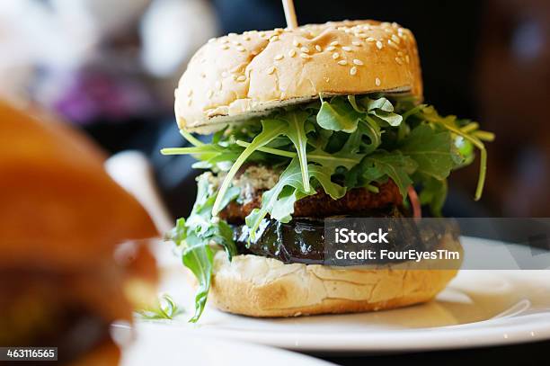 Hamburger Stock Photo - Download Image Now - Arugula, Cheeseburger, Beef