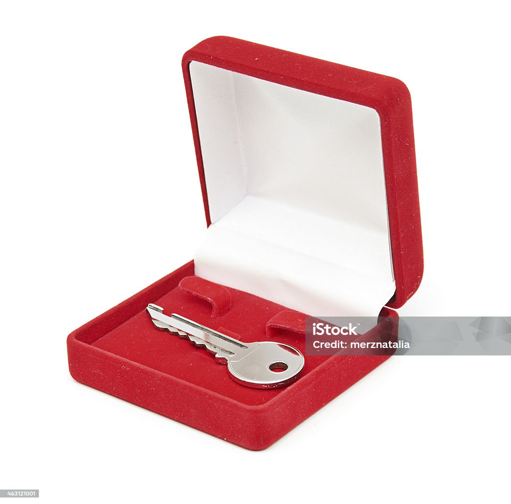 key in red gift box isolated on white Accessibility Stock Photo