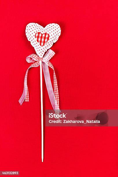 Valentines Day Heart On Red Background With Copy Space Valenti Stock Photo - Download Image Now