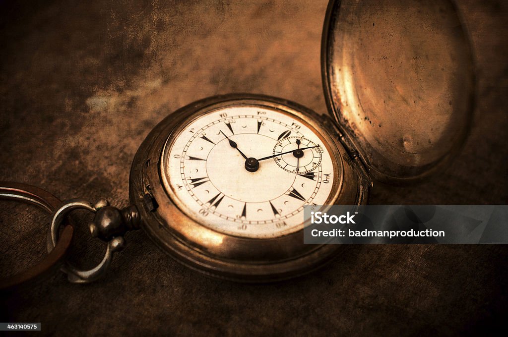 Vintage watch Old vintage pocket watch.Selective focus in the middle of watch Color Image Stock Photo