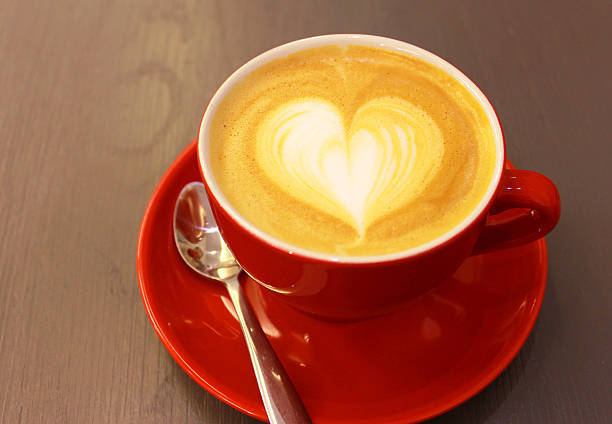 istock Cappuccino or latte coffee with heart shape 463143207