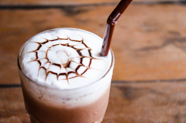istock Iced chocolate  on wood background 463143715